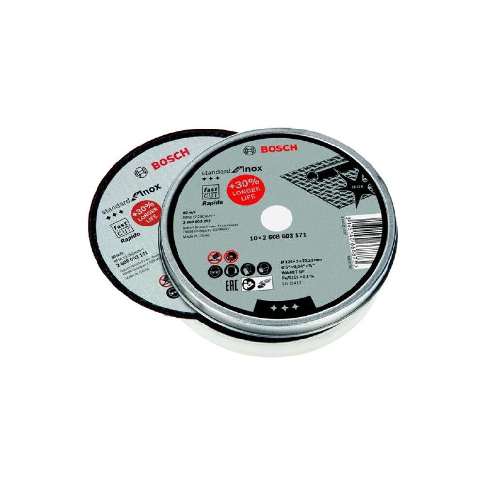 KAPPESKIVE BOSCH INOX 125X1 MM 10 STK