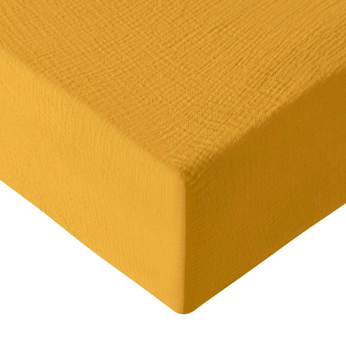 LOFT - Drap housse en gaze de coton bonnet 30 cm  miel 180x200 cm