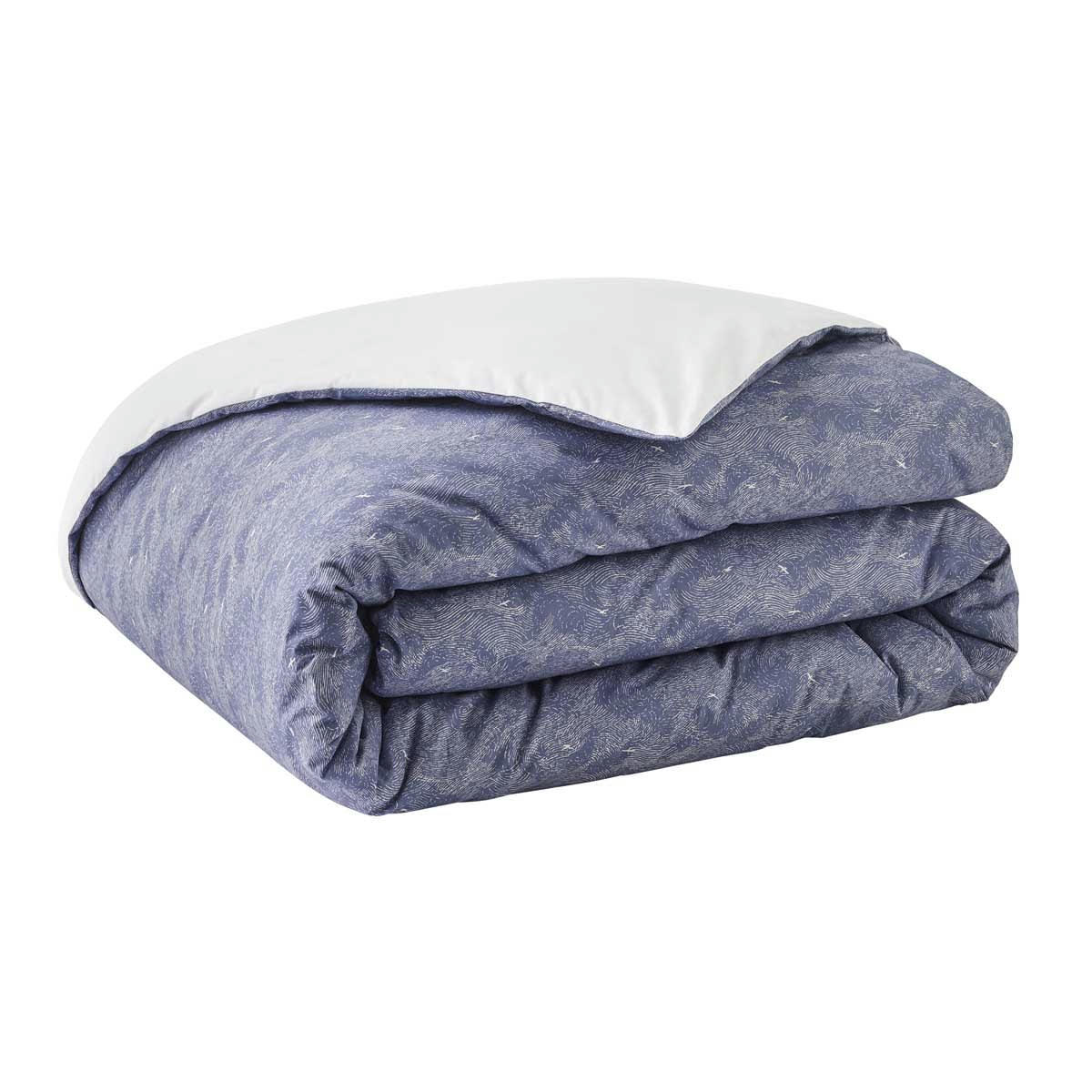 EMBRUNS BASQUE - Housse de couette unie en coton bleu 260x240