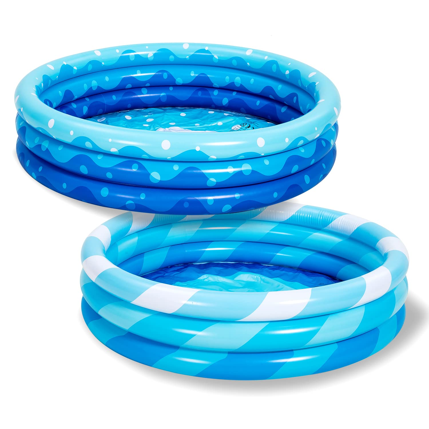 Clearance - 45in Blue w/ Pattern Inflatable Kiddie Pool, 2 Pack
