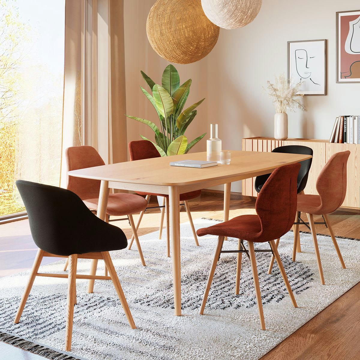 CALYPSO - Table de repas 180 cm en chêne vernis