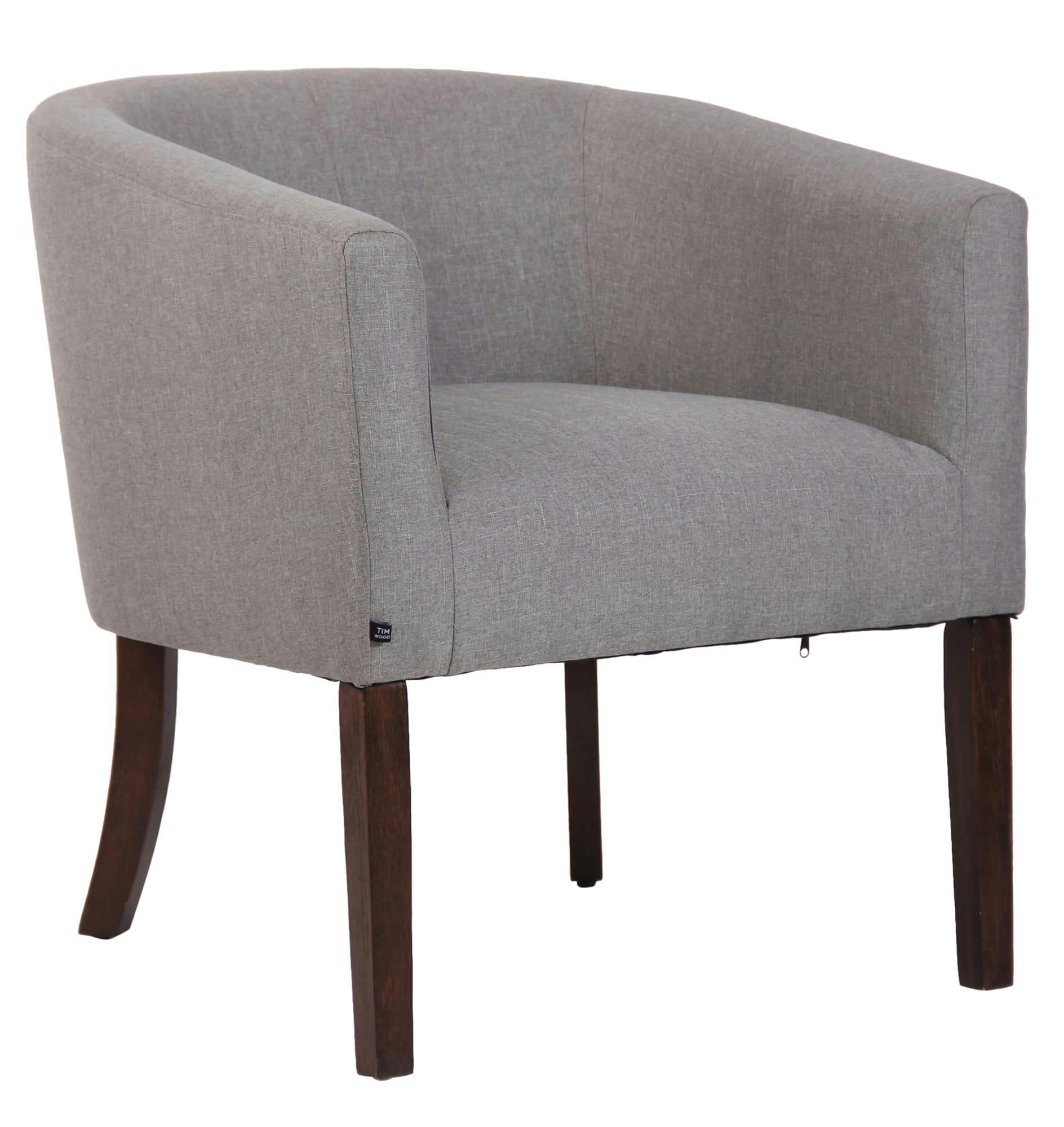 NEMEA - Fauteuil avec pieds en bois et accoudoirs en tissu Gris