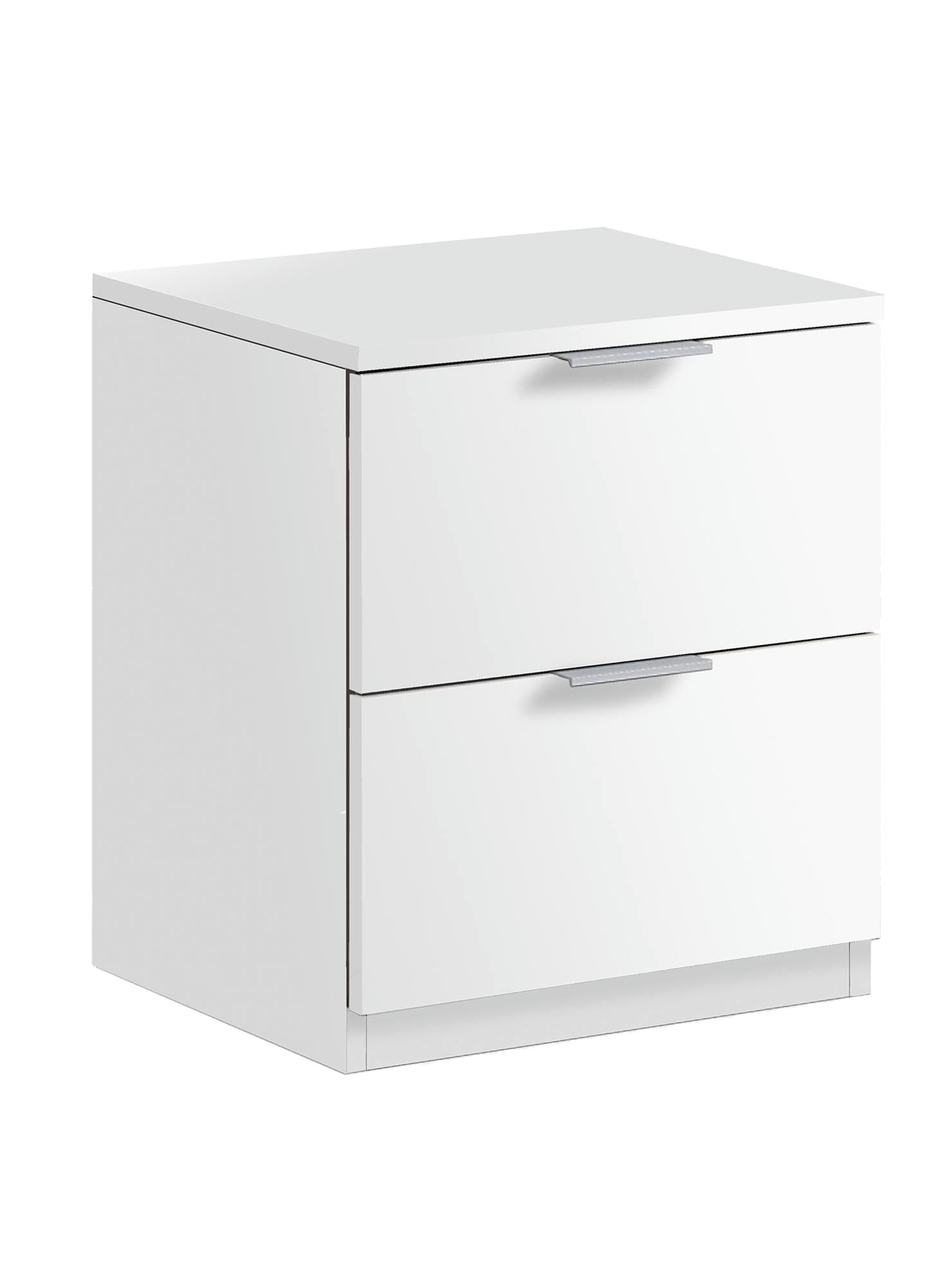 DMILA - Table de chevet 2 tiroirs effet bois blanc