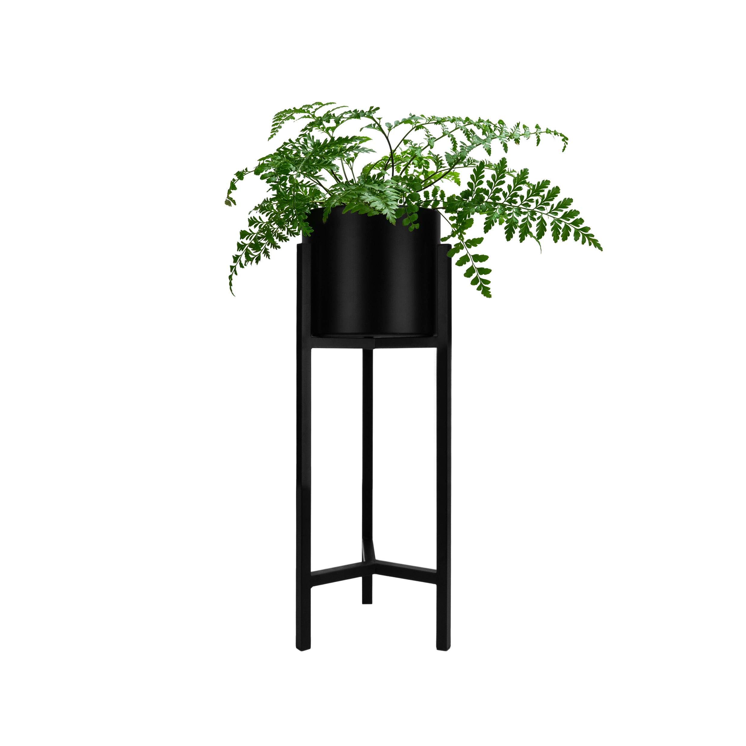 QUVIO Plantenstandaard inclusief pot - 22x22x60 cm - Zwart - S
