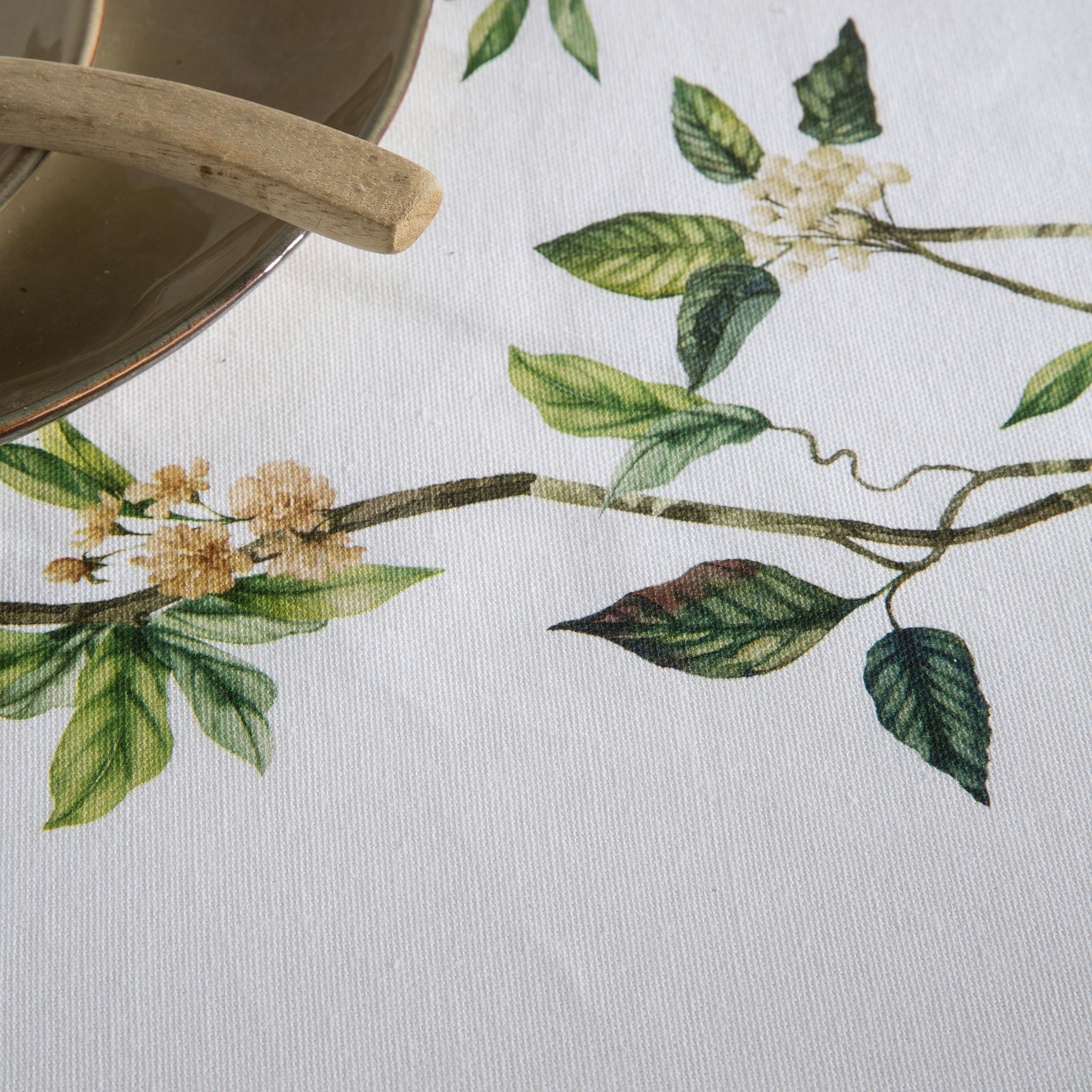 ENREDADERA BLANCO - Nappe en lin antitâche imprimée floral 140x140 cm