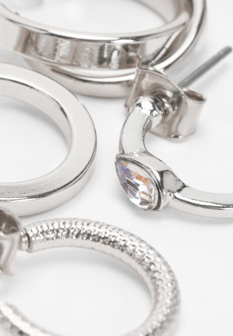 Womens 6pk Silver Twist Hoop Earrings