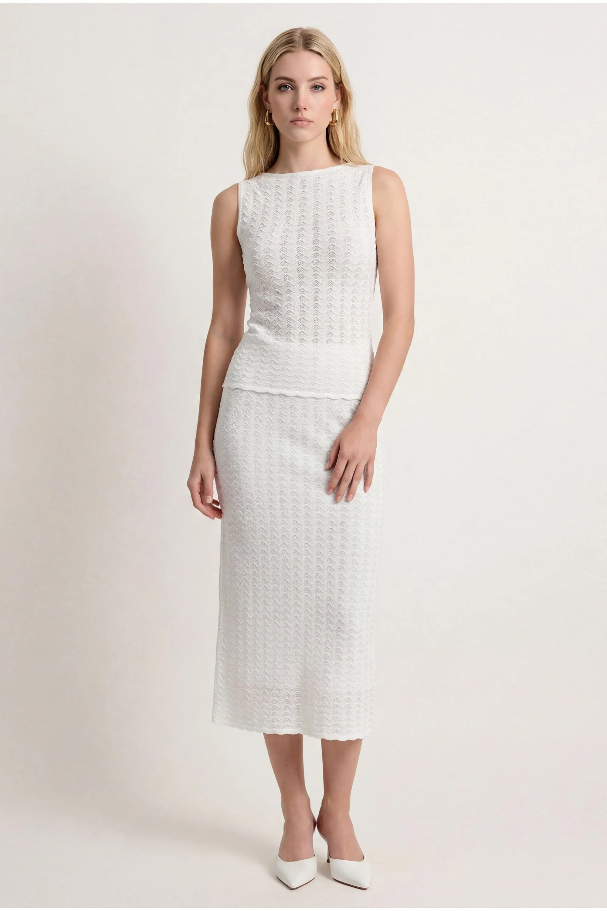 JUPE MAILLE DENTELLE - CHLOTILDA - ECRU