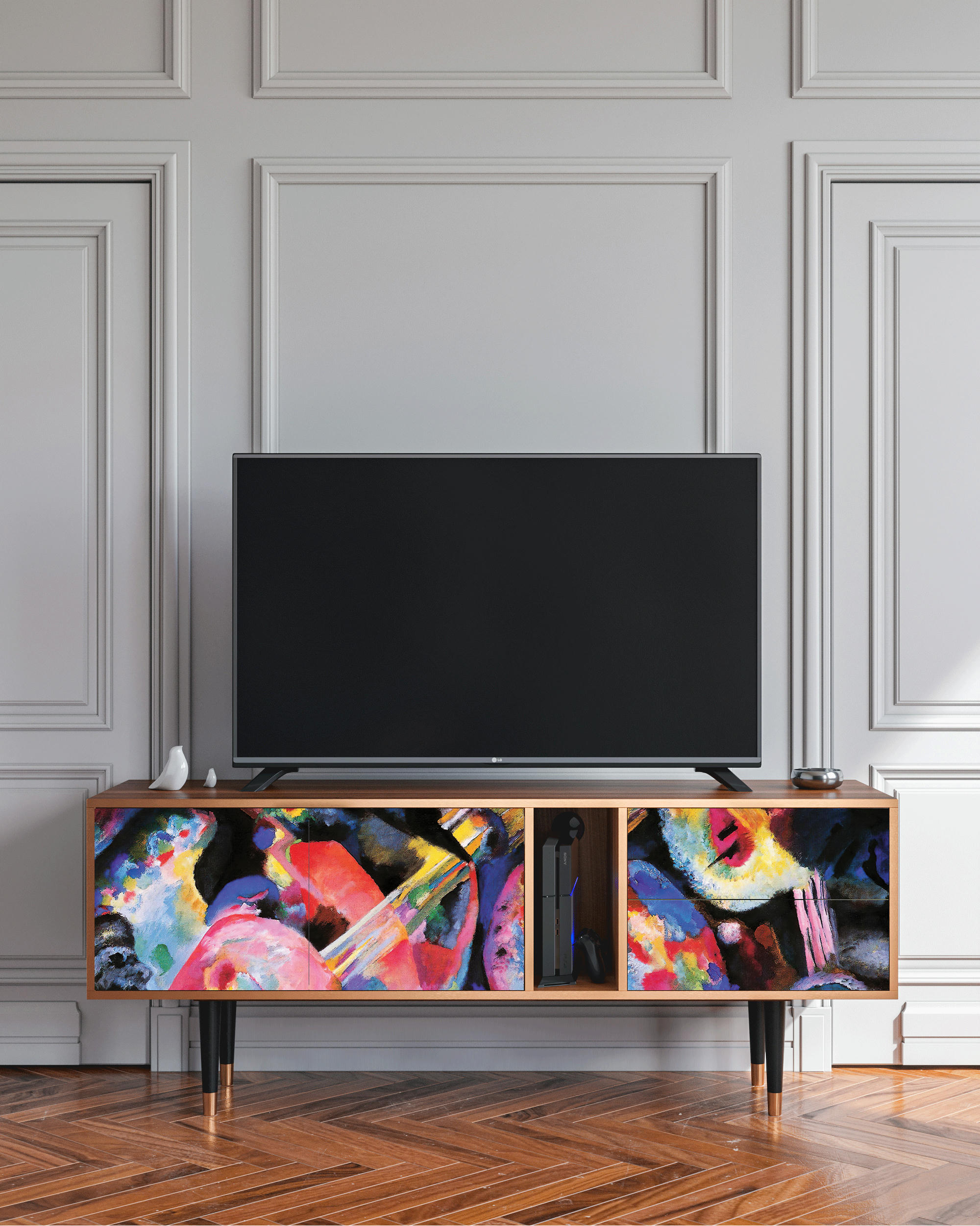 KANDINSKY - Meuble TV  multicolore 2 tiroirs et 2 portes L 170 cm