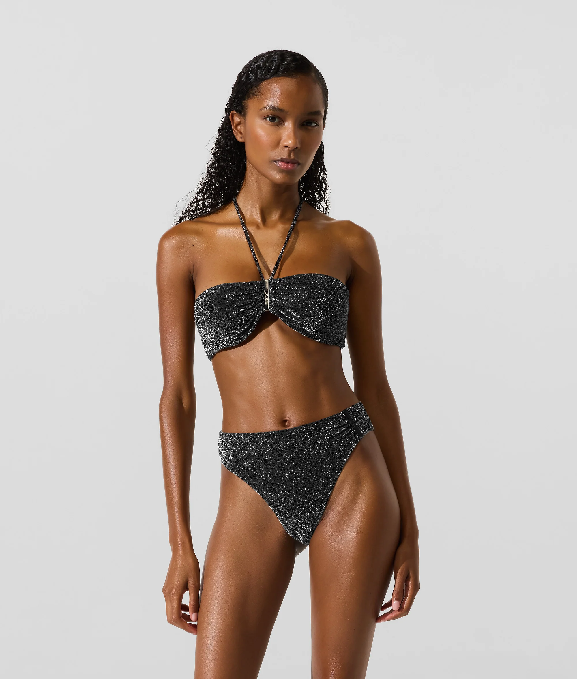 Bas de bikini en tissu métallisé