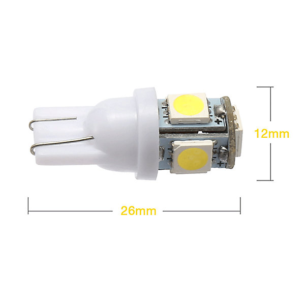 BASHLWUA Lot de 10 ampoules LED 194 168 T10 5055 5SMD pour plafonnier de voiture, éclairage de plaque d'immatriculation