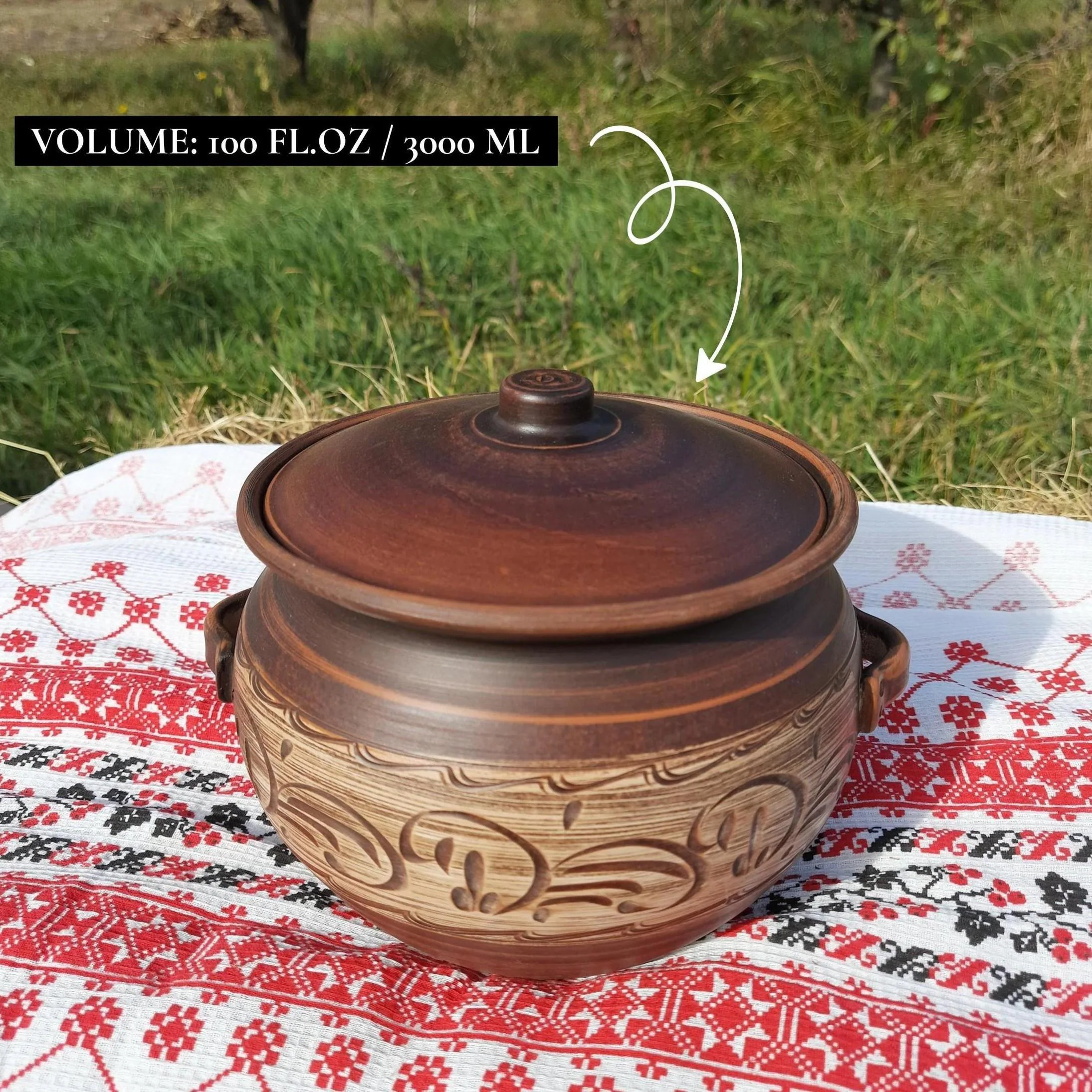 Clay Pot with Lid: Unglazed Terracotta Bread Baking Dish, Ceramic Handmade Clay Bakeware