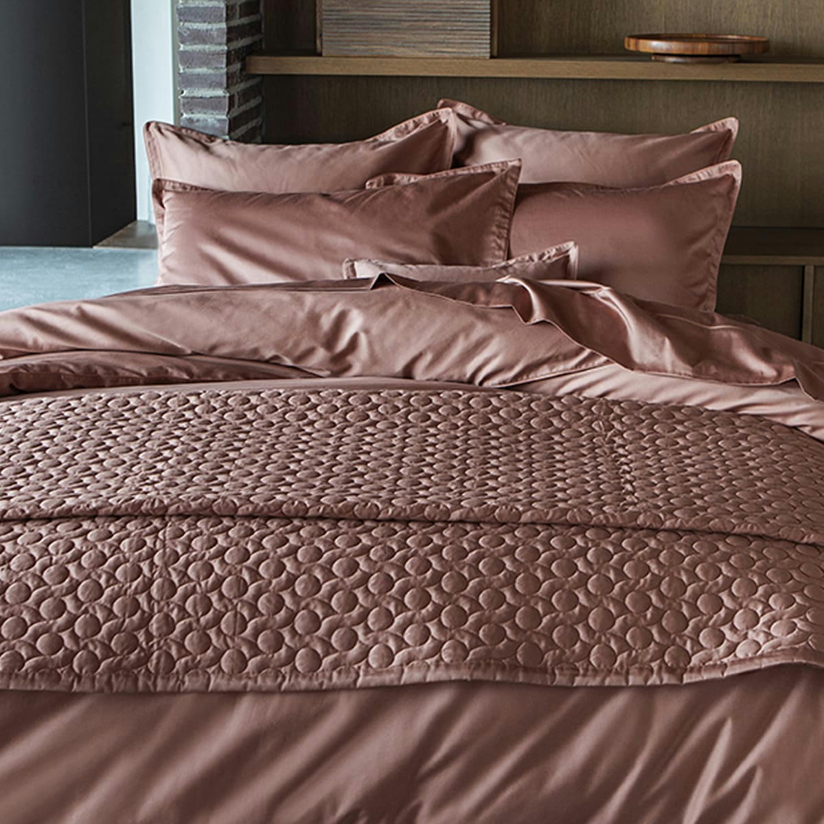 TEOPHILE - Housse de couette en satin de coton bio terre cuite 240x220