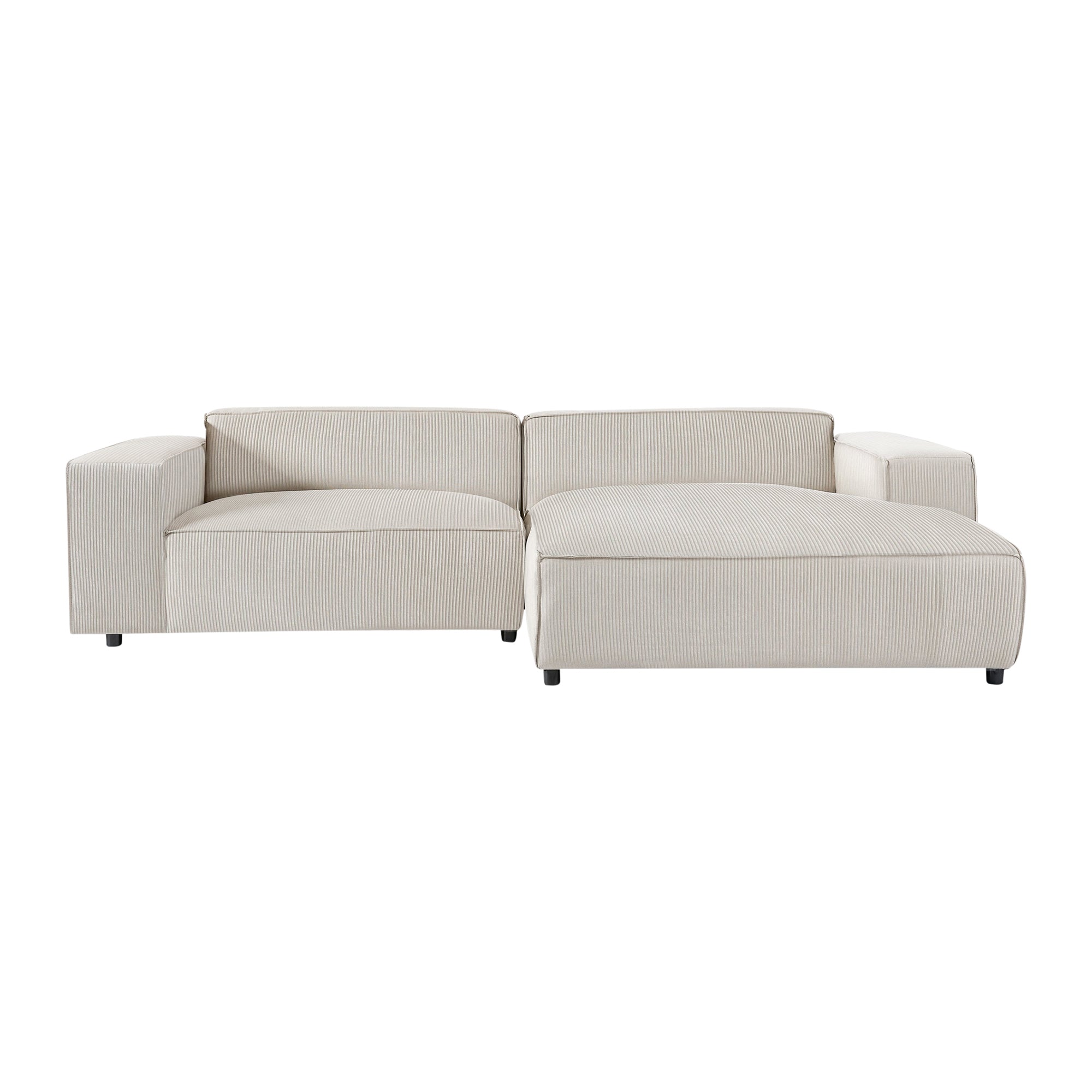 by fonQ Chunky Hoekbank met Chaise Longue Rechts - Rib - Latte