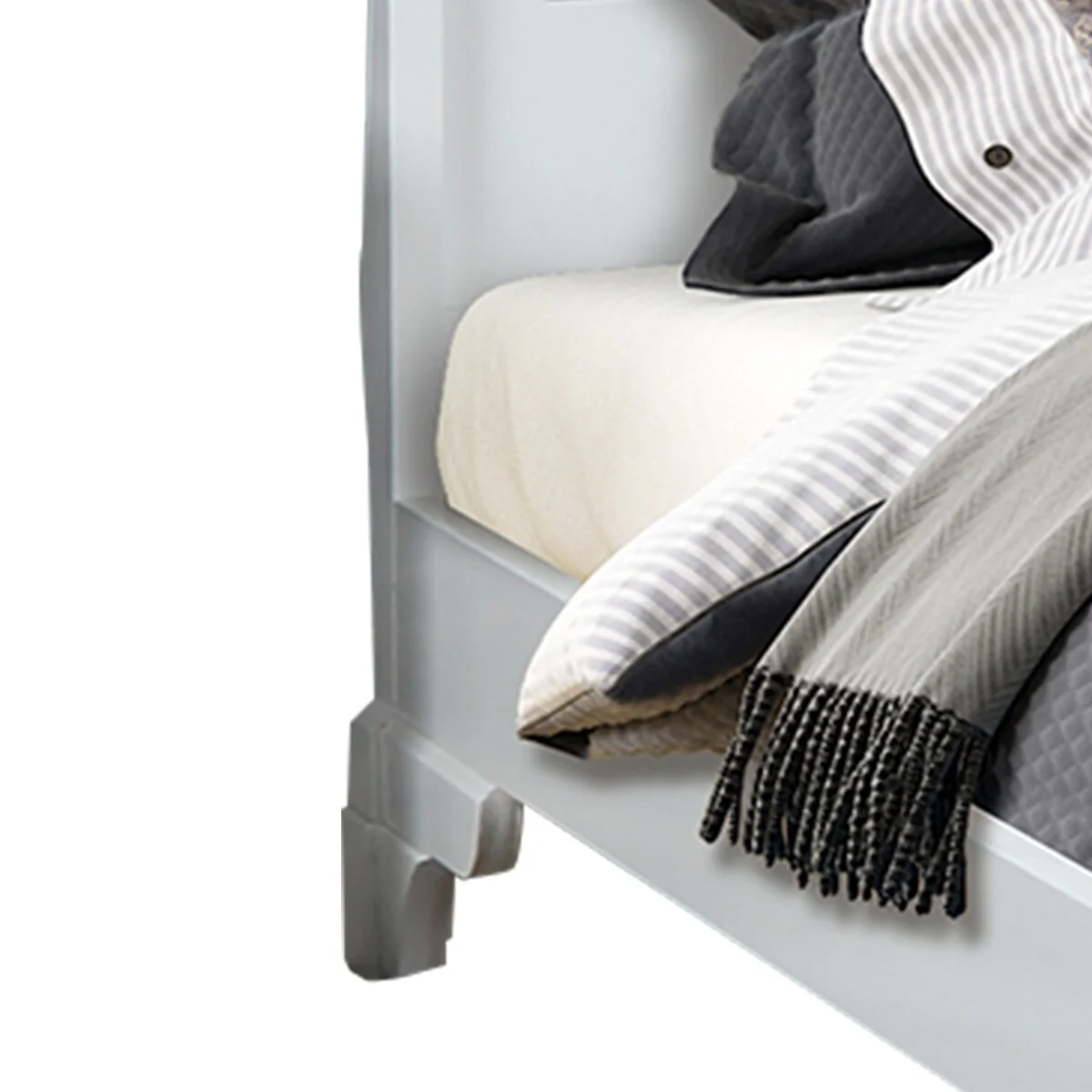 Traditional Full Size Wooden Sleigh Headboard with Curved Back, White