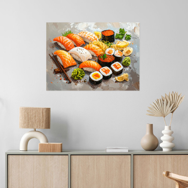 Naklejka na ścianę do salonu sypialni Feeby Sushi Jedzenie 30x20
