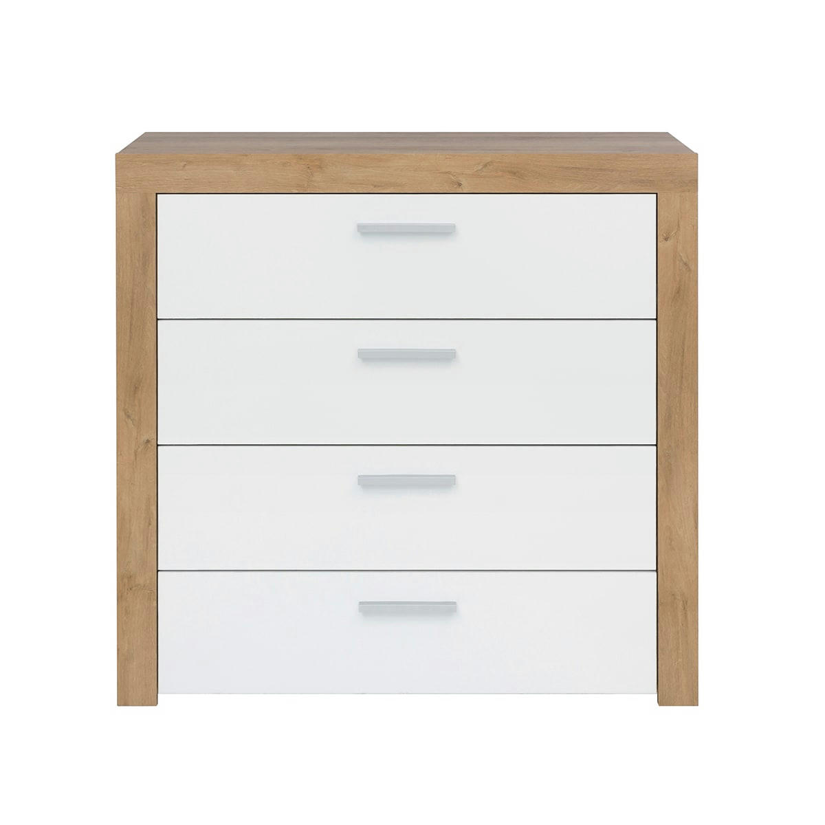 - Commode 4 tiroirs blanche et naturelle