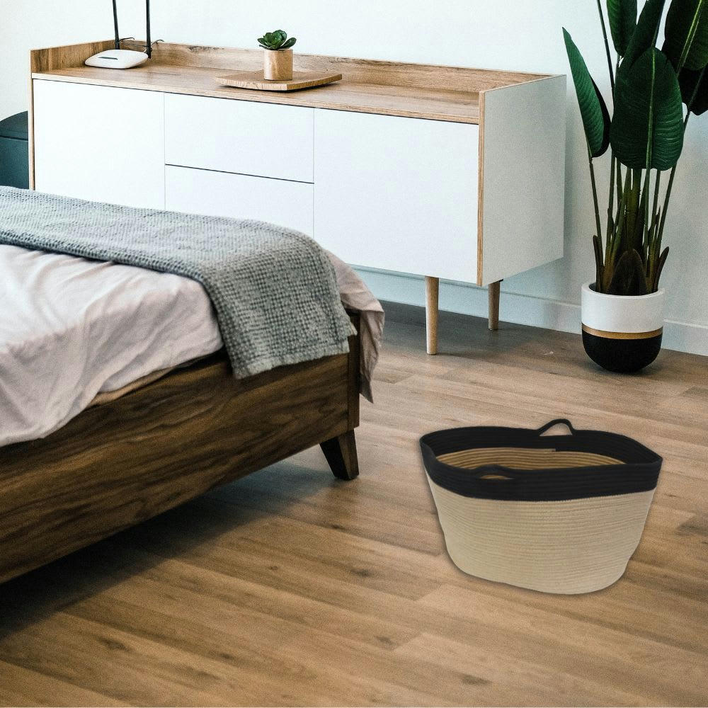 - Panier de rangement en jute noir 25x50x35cm