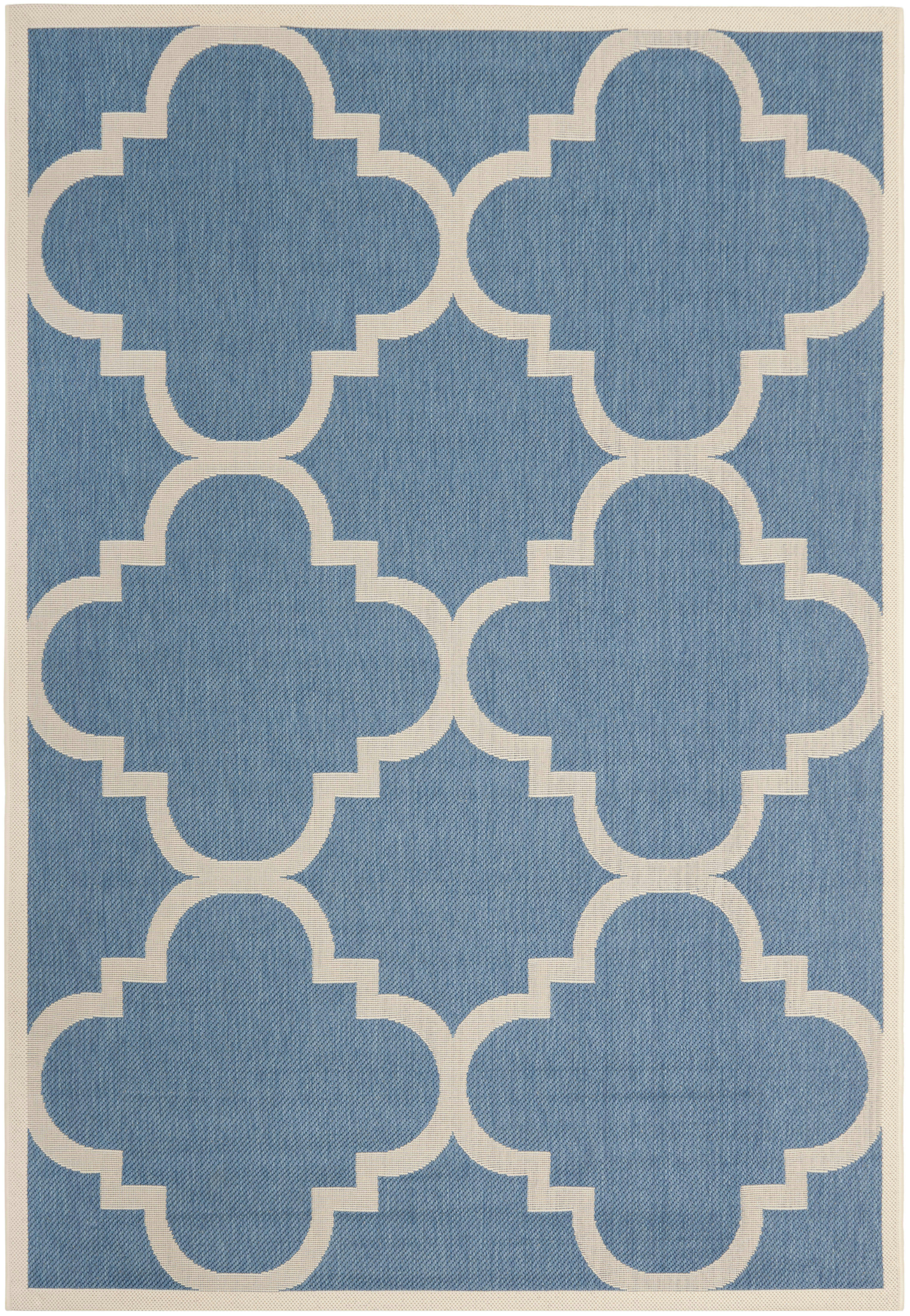 COURTYARD - Tapis interieur & exterieur en bleu & beige, 69 x 244 cm