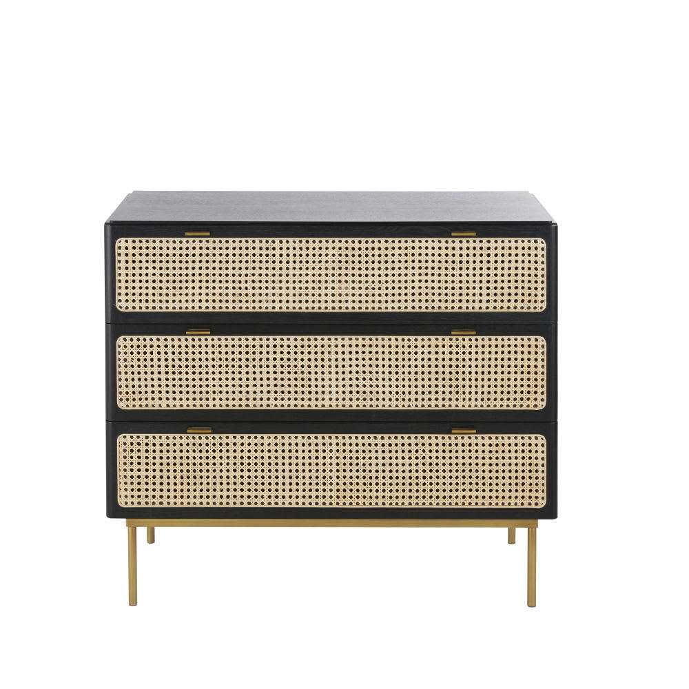 Loreto - Commode 3 tiroirs bicolore cannage en rotin
