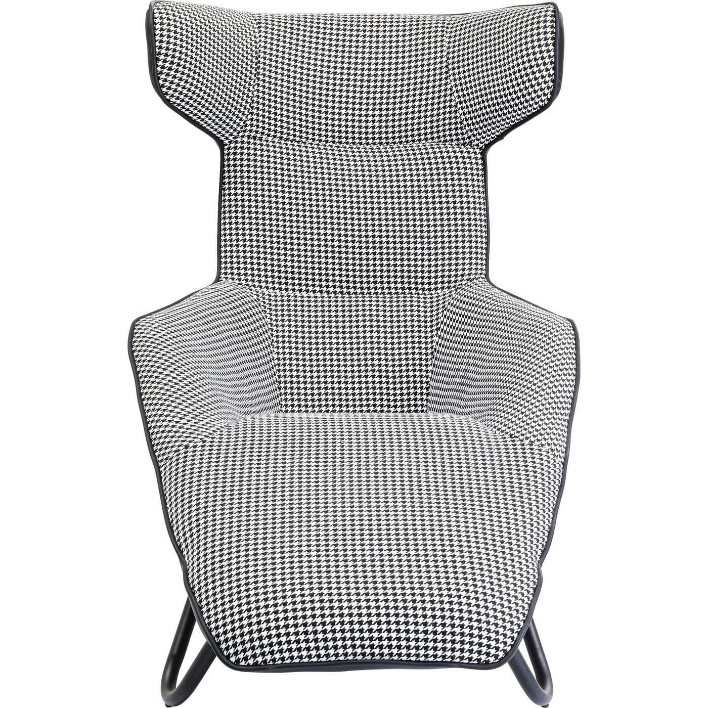 GRANADA - Fauteuil en tissu pied-de-poule et acier