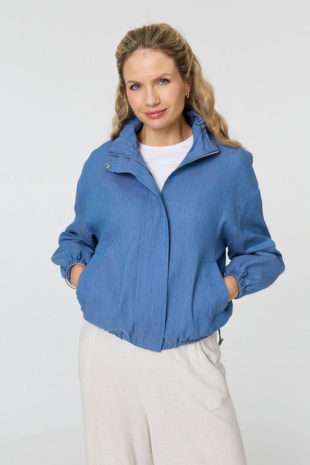 Izabel London Relaxed Drawstring High Neck Jacket
