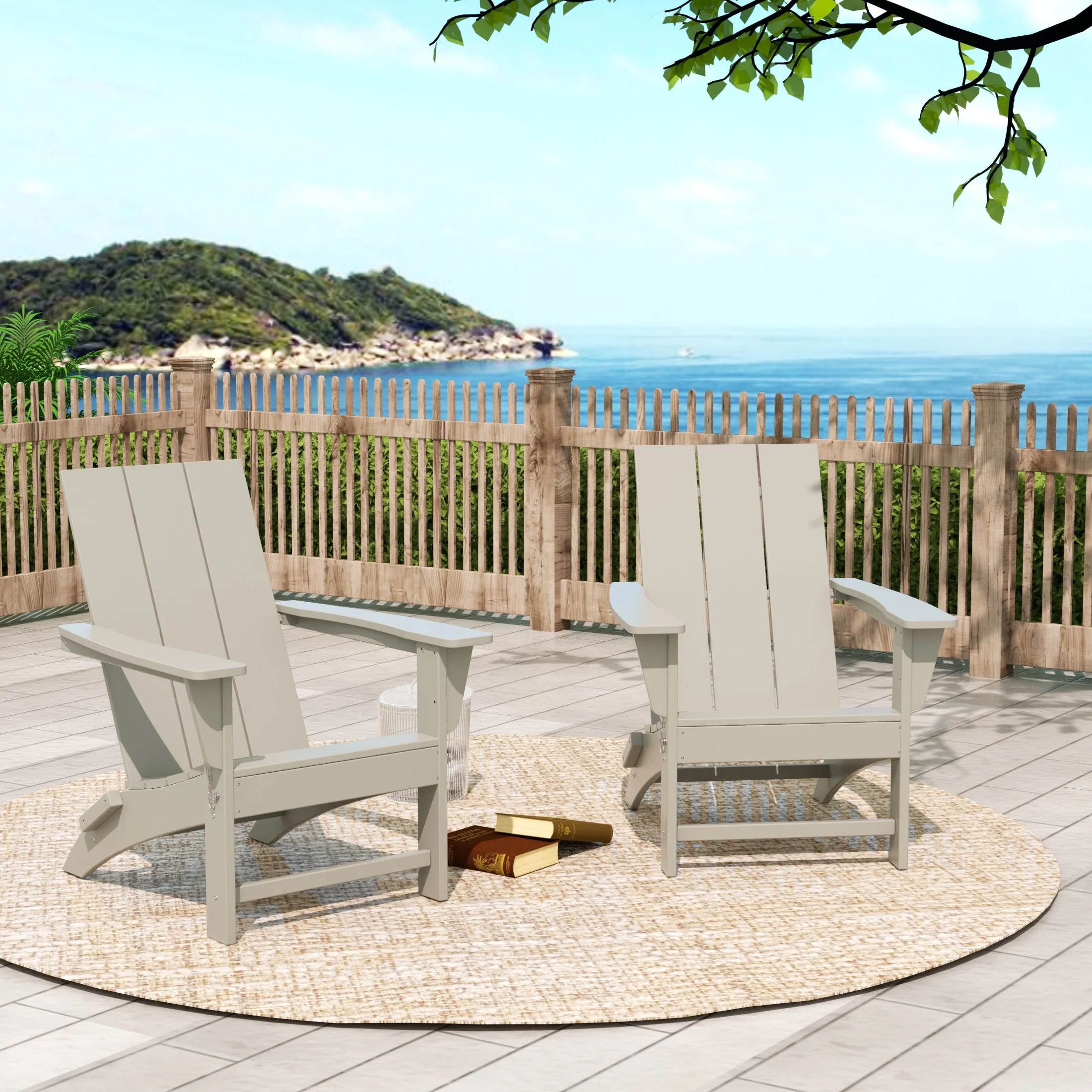 Polytrends Shoreside Folding Poly Eco-Friendly All Weather Outdoor Adirondack Chair (Set of 2)