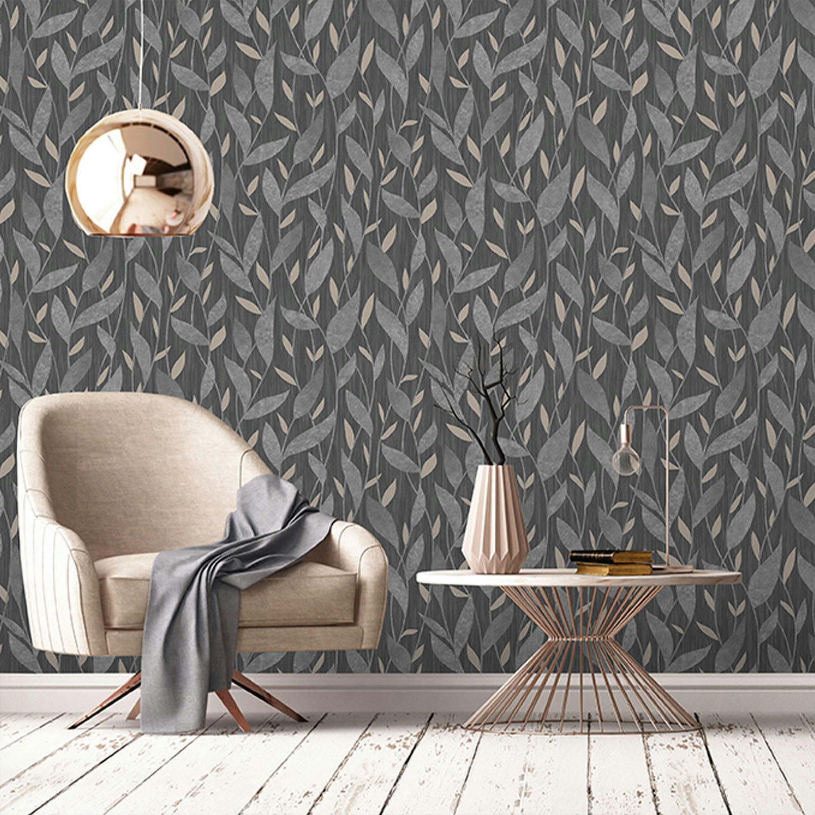 - Papier peint feuillage scandinave 0,53x10 mètrescm