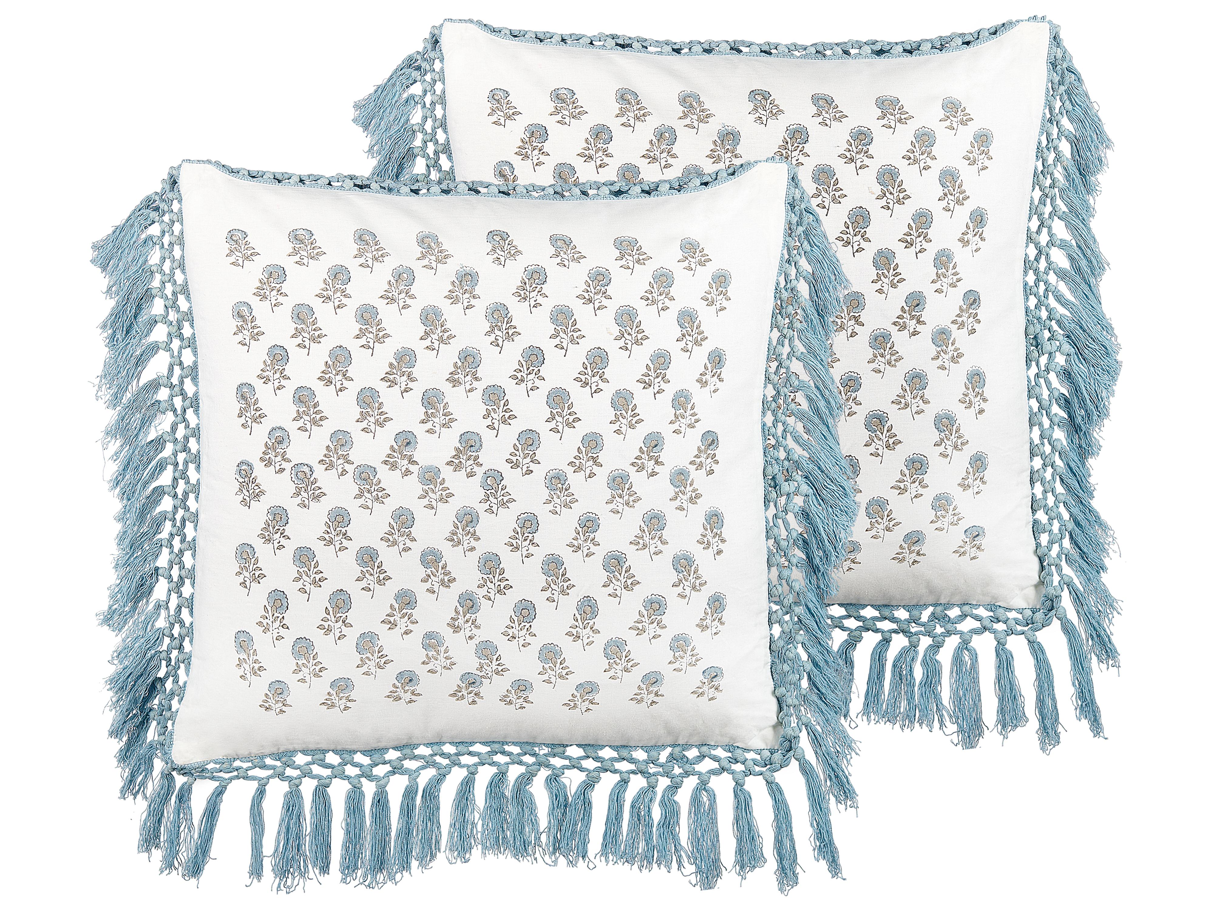 Throw Cushion PALLIDA Cotton 45 x 45 cm Blue Floral Pattern