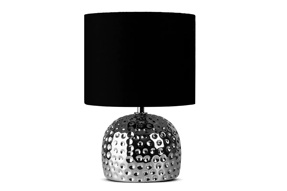 KONSIMO FRAGI elegancka lampa stołowa ze srebrną podstawą