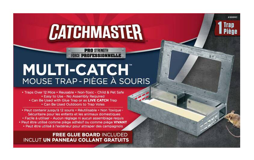 Catchmaster Pro Series Multi-Catch Indoor/Outdoor Metal Mouse Trap, Glue Board Included