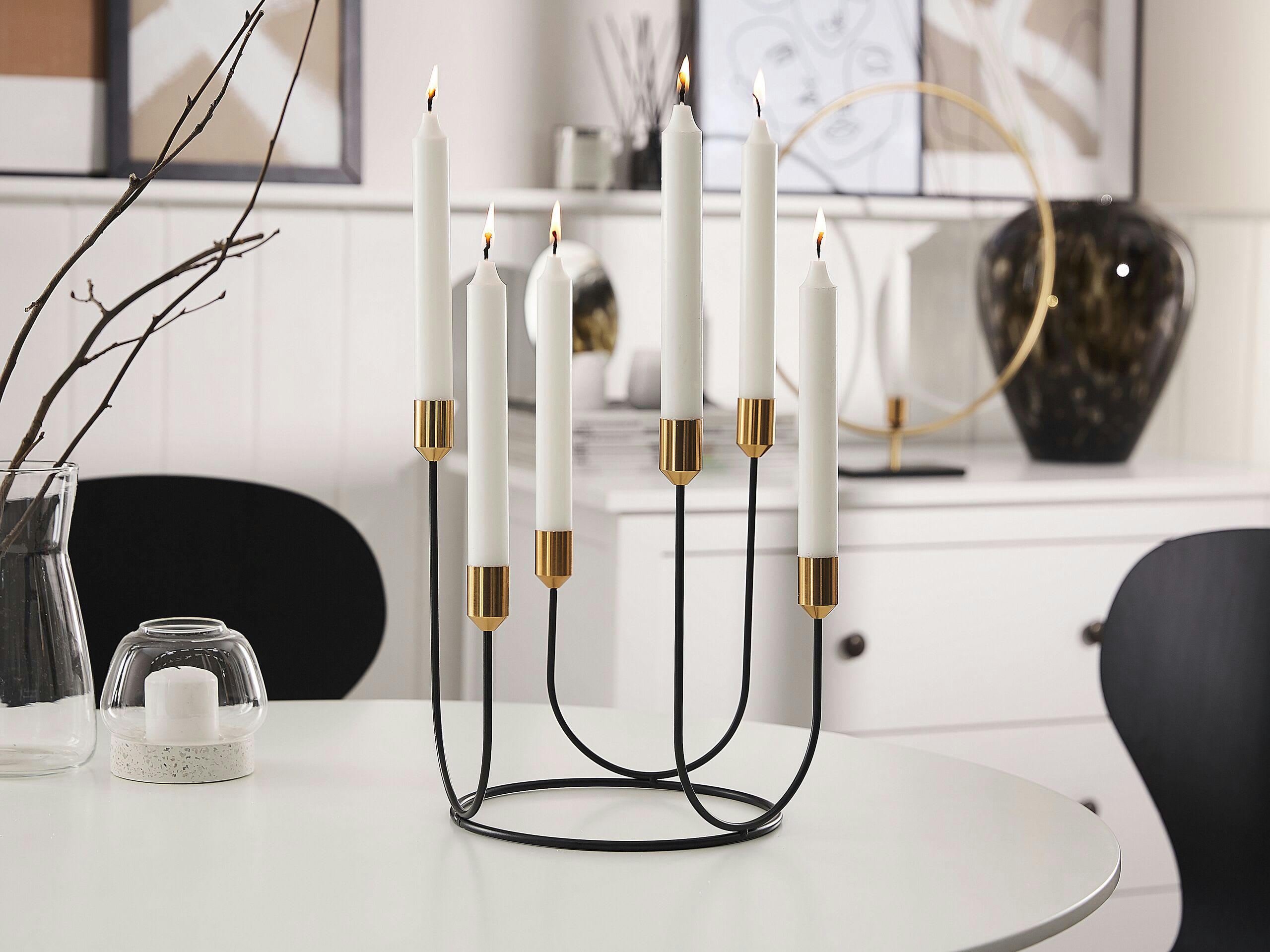 PANAY - Bougeoir noir et doré 6 bougies