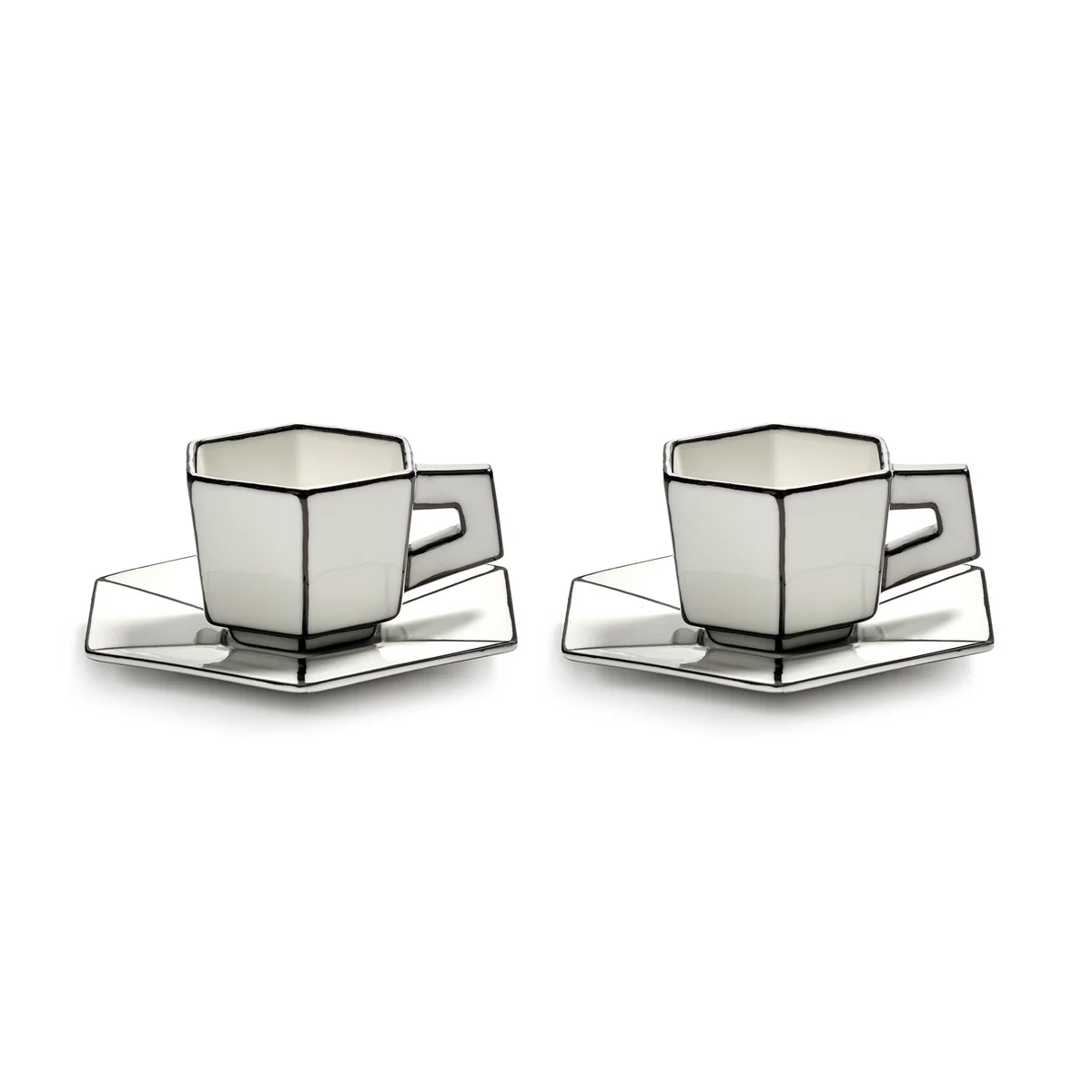 Serax - Carte Blanche Espressotasse mit Untertasse, weiß / schwarz (2er Set)