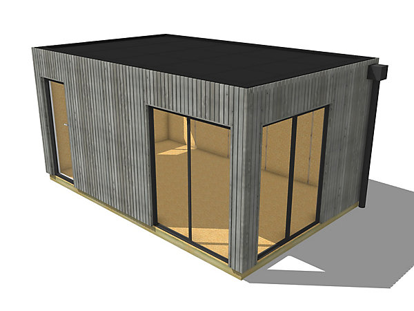 Bureau de jardin télétravail en bois 5,5 x 3,5 x 2,7 m avec plancher isolé