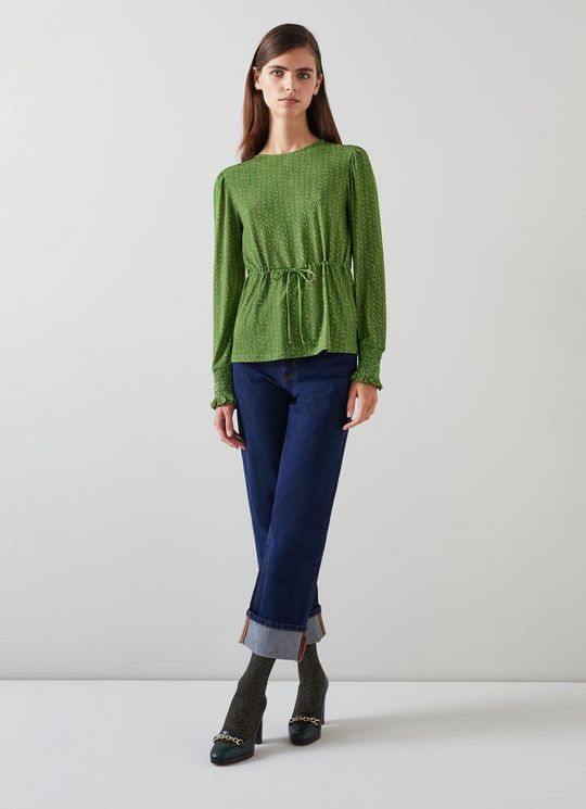 Ellie Green Chain Print Drawstring Top