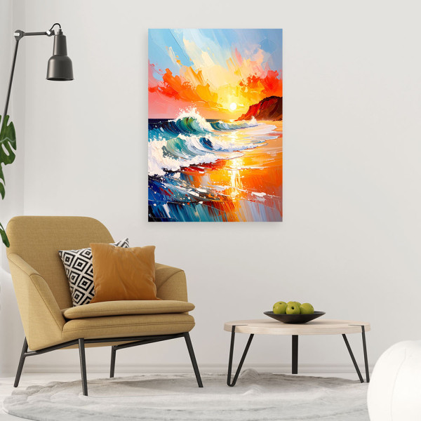 Feeby Obraz do salonu biura, Morze Plaża Zachód słońca 40x60