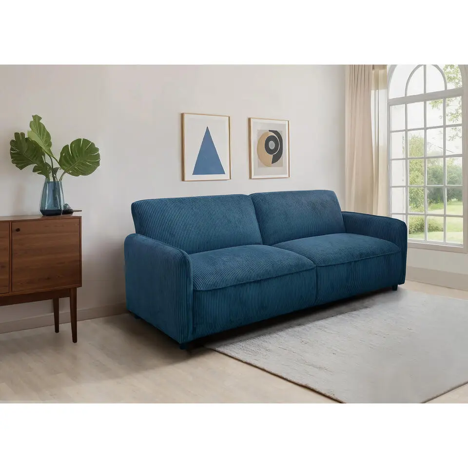 Alicia - Slaapbank 3-zits in blauwe stof