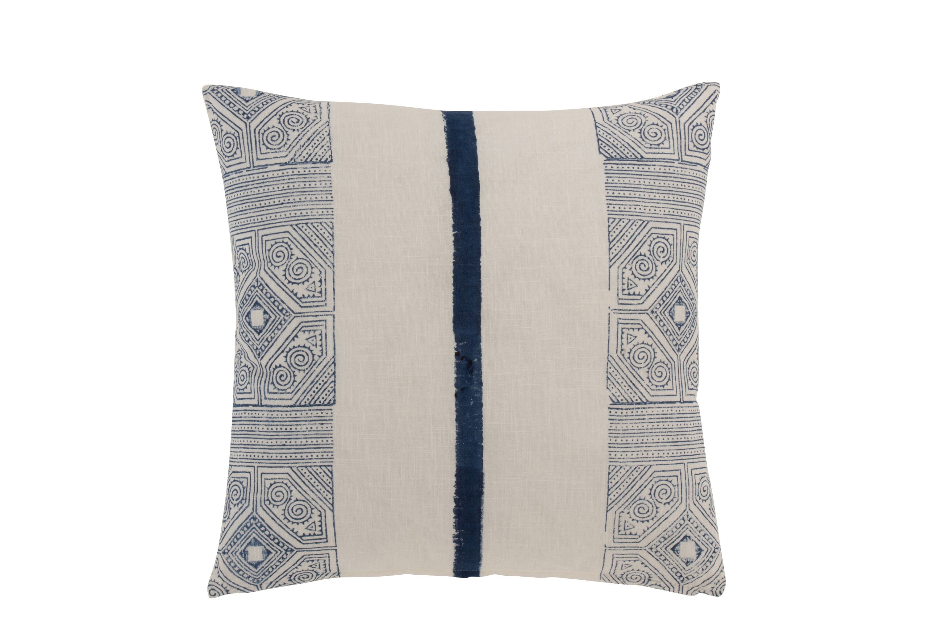 J-Line kussen Streep Azteek - katoen - blauw/wit