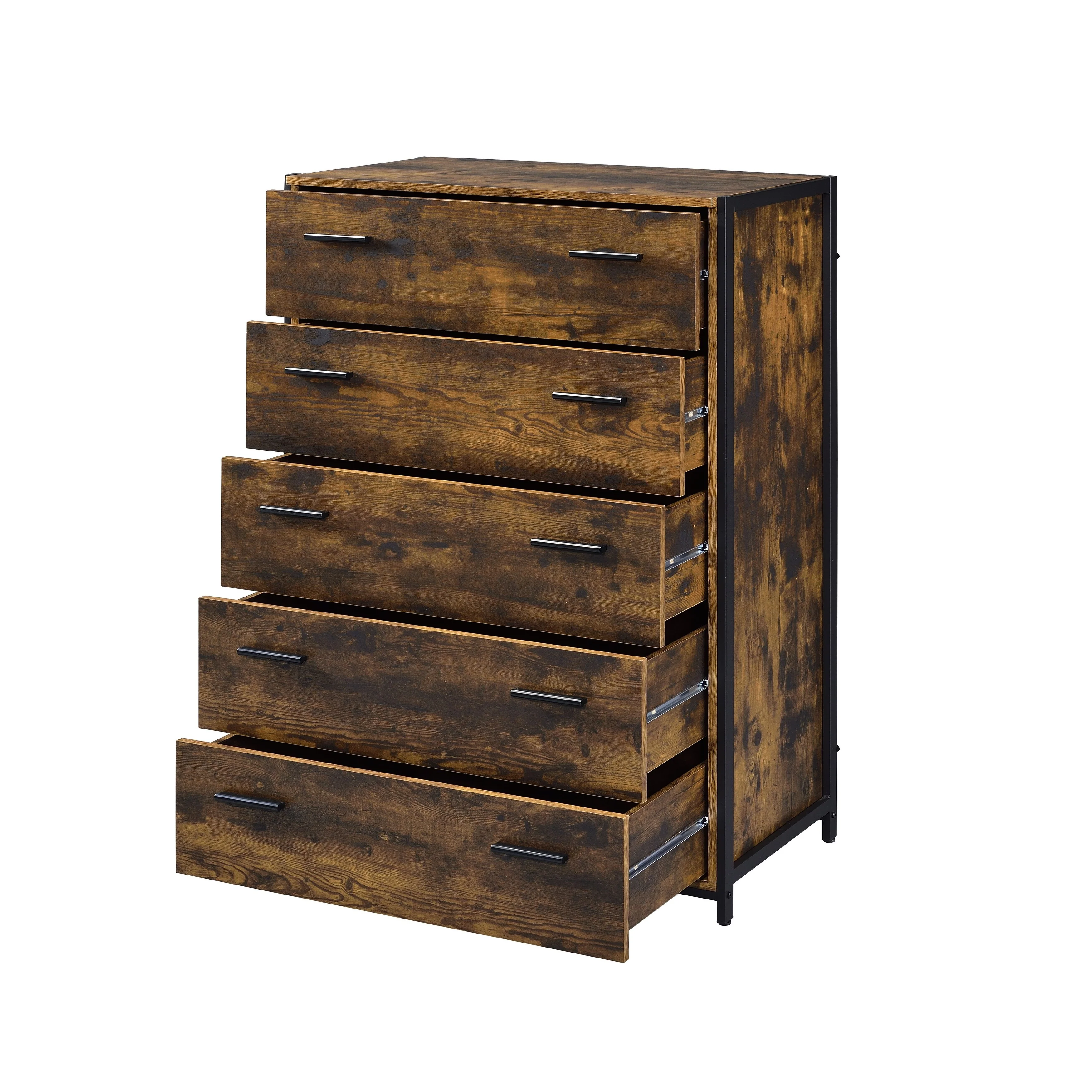5-Drawer Solid Wood Vertical Chest, Modern Wooden Chest of Drawers with Spacious Storage Space for Bedroom, Lliving room