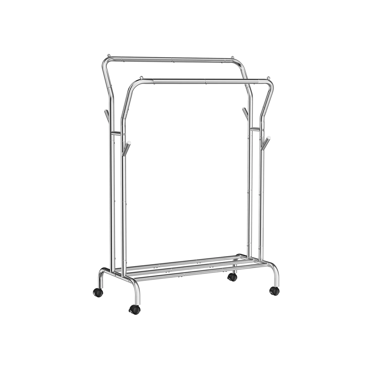 Portant à vêtements avec roulettes double barre noir