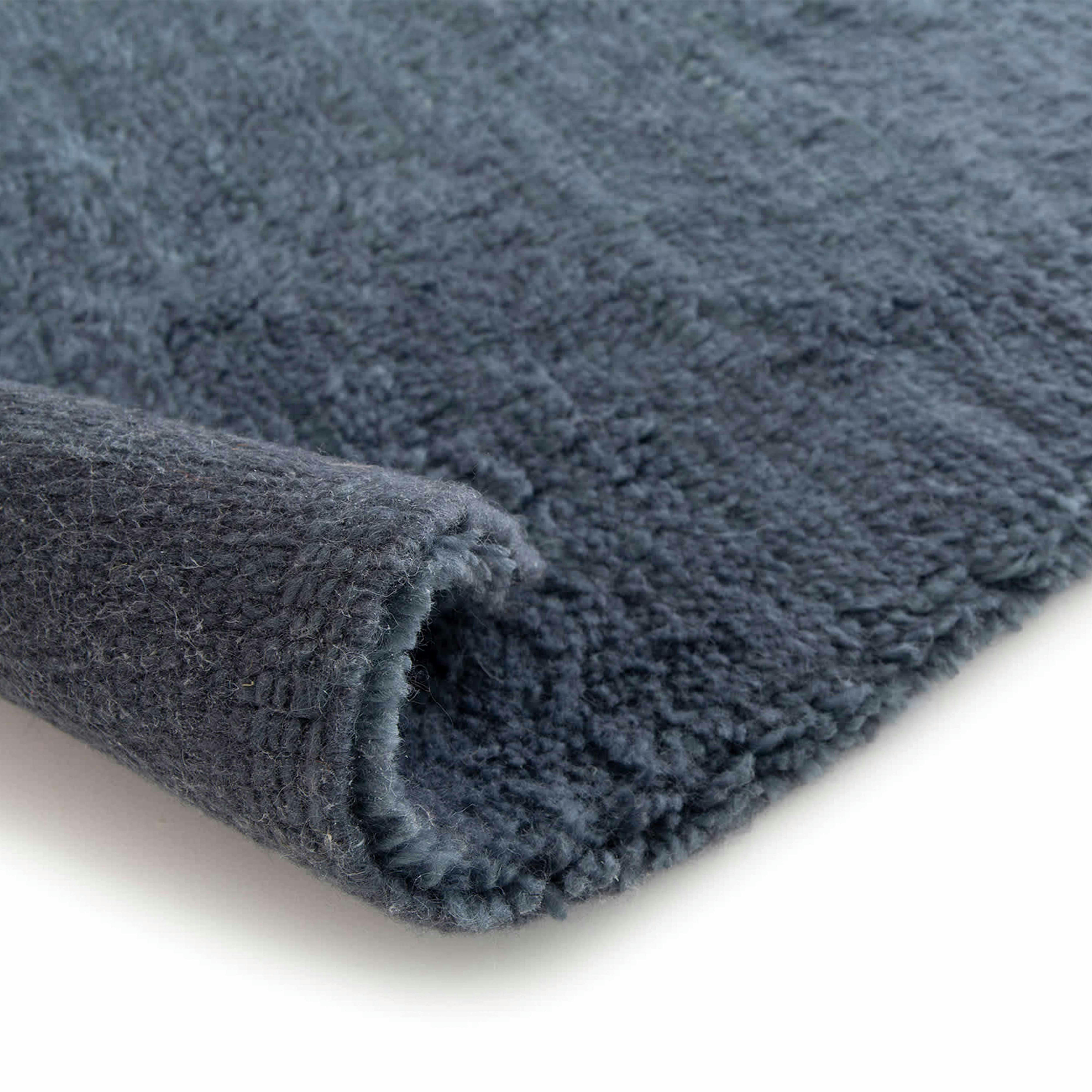 FELIPE - Tapis rectangulaire en laine à motif tissé main bleu 240 x 340 cm