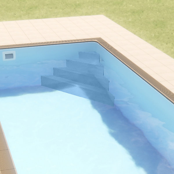 Escaliers d'angle en acier pour les piscines Naturalis H.1,40 m