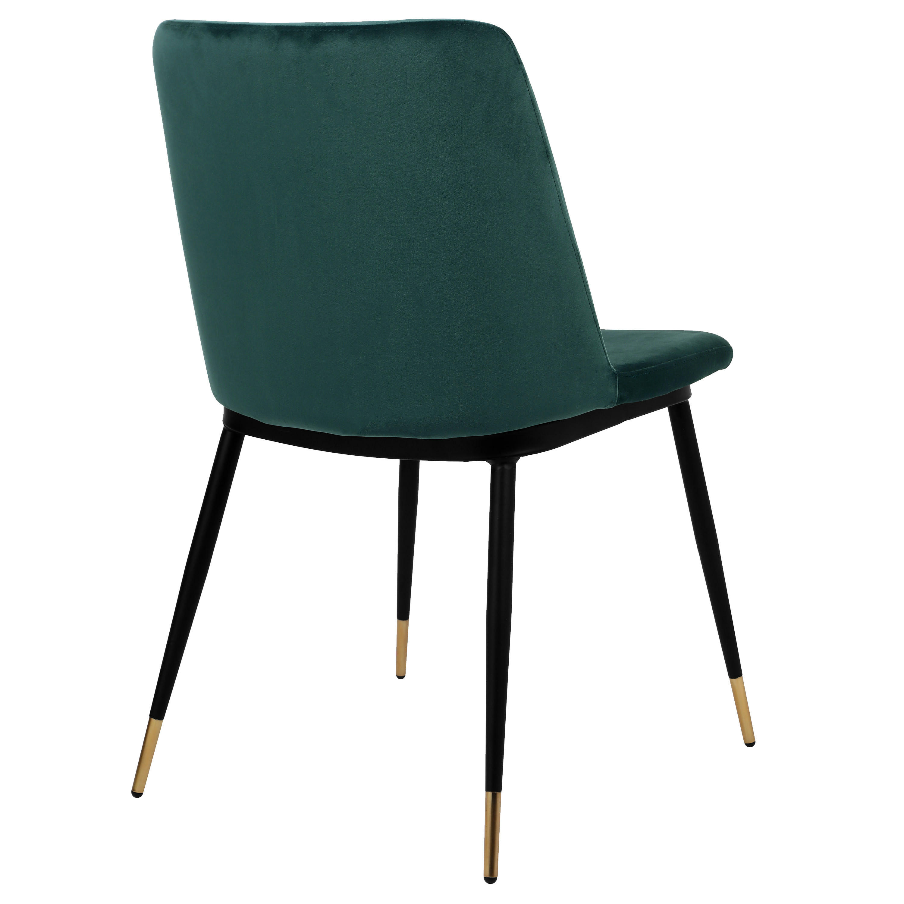 ENZO - Chaise en velours Celadon pieds métal noir mat et doré (x2)