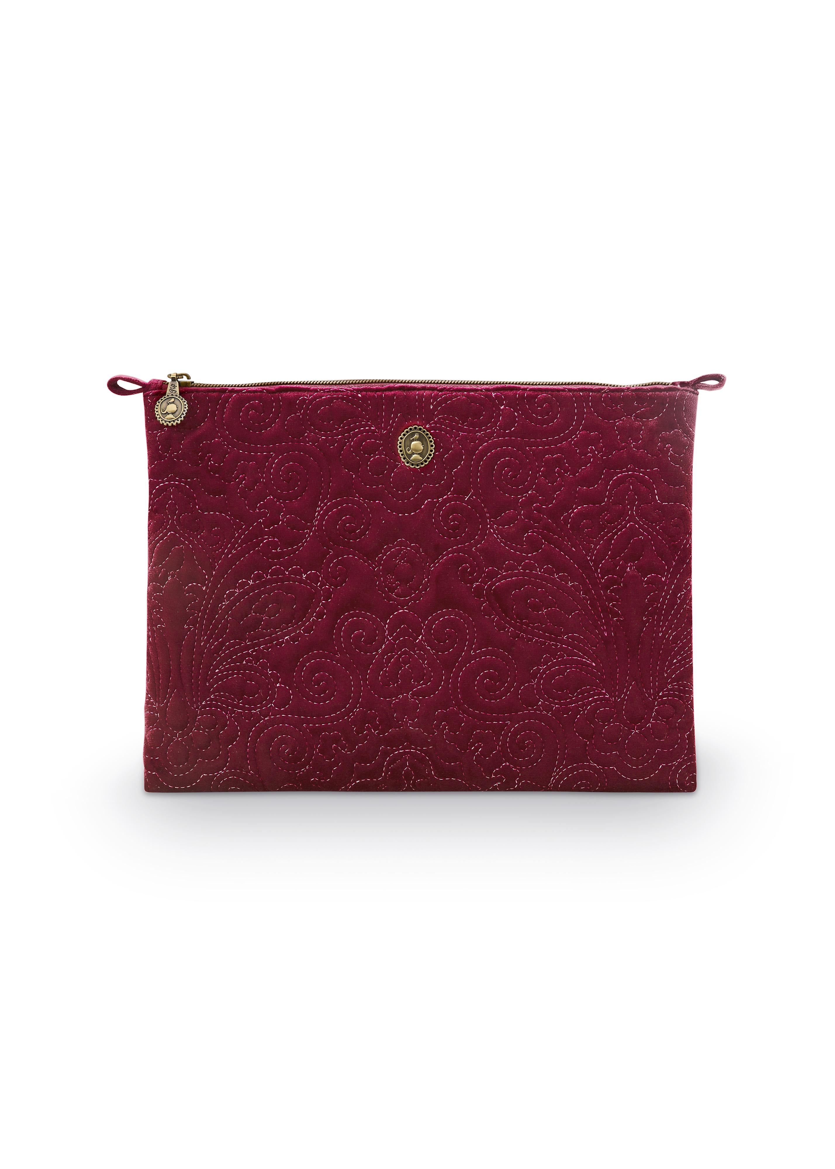 Pip Studio - Charly Make up tasje - Velvet Quiltey Days - Rood - 22 x 30 x 1 cm