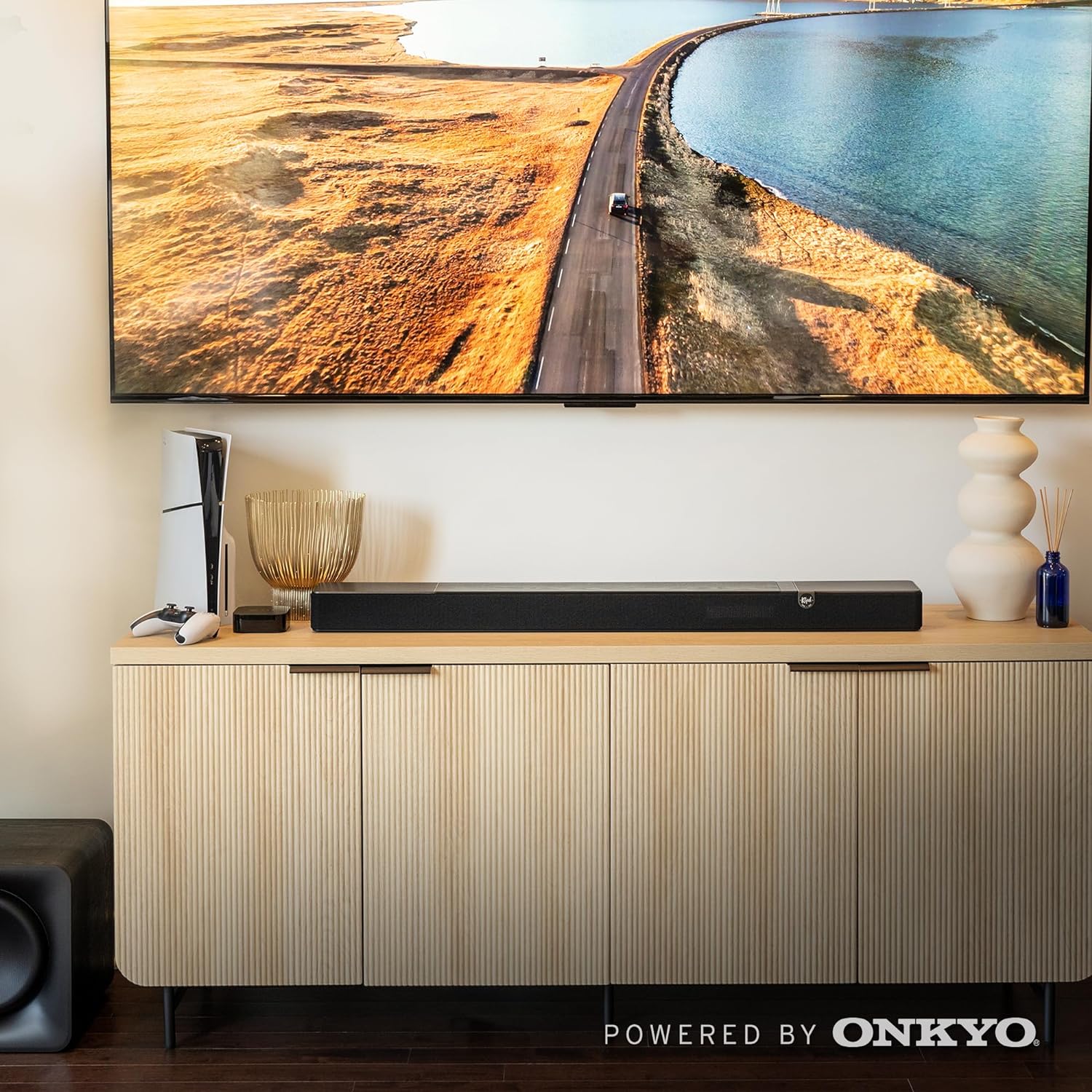 Klipsch Flexus Sound System: CORE 200 Sound Bar  10 SUB 100 Subwoofer  Powered by Onkyo with Bluetooth  Dolby Atmos and Custom Tuned Bass - Black