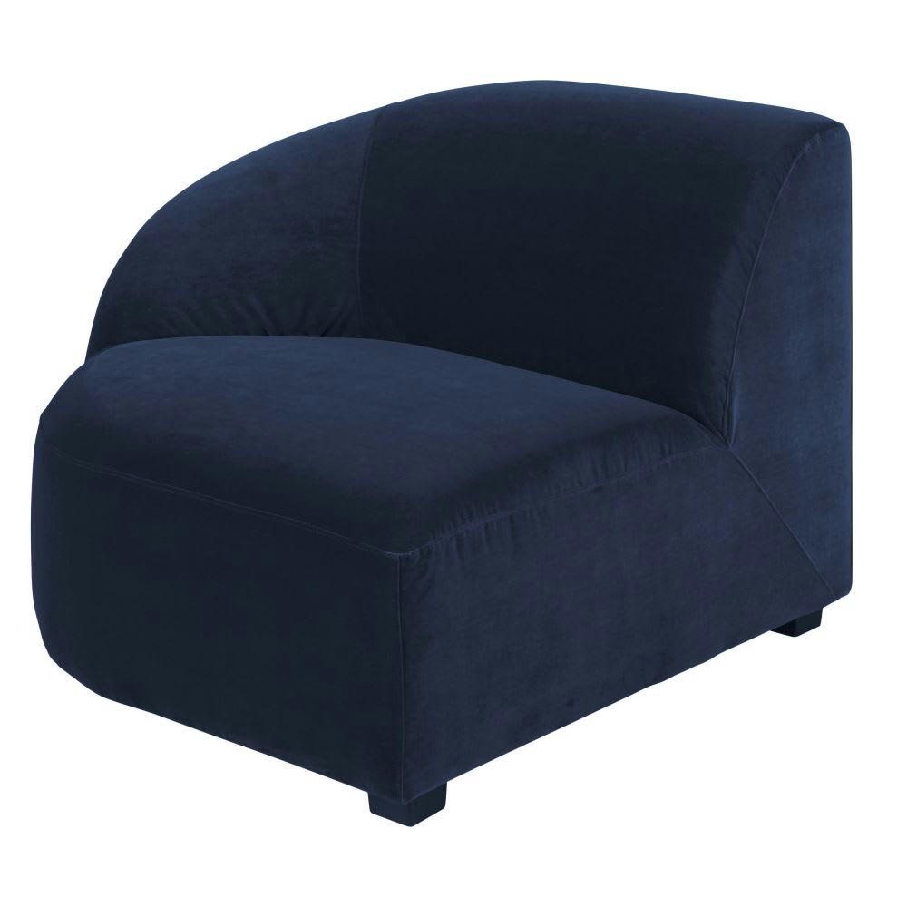 Virgile - Accoudoir gauche pour canapé modulable en velours bleu nuit