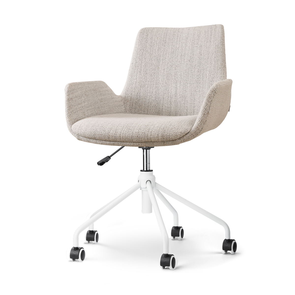 Nolon Nout-Eef Bureaustoel Beige Gemêleerd - Armleuning - Wit Onderstel