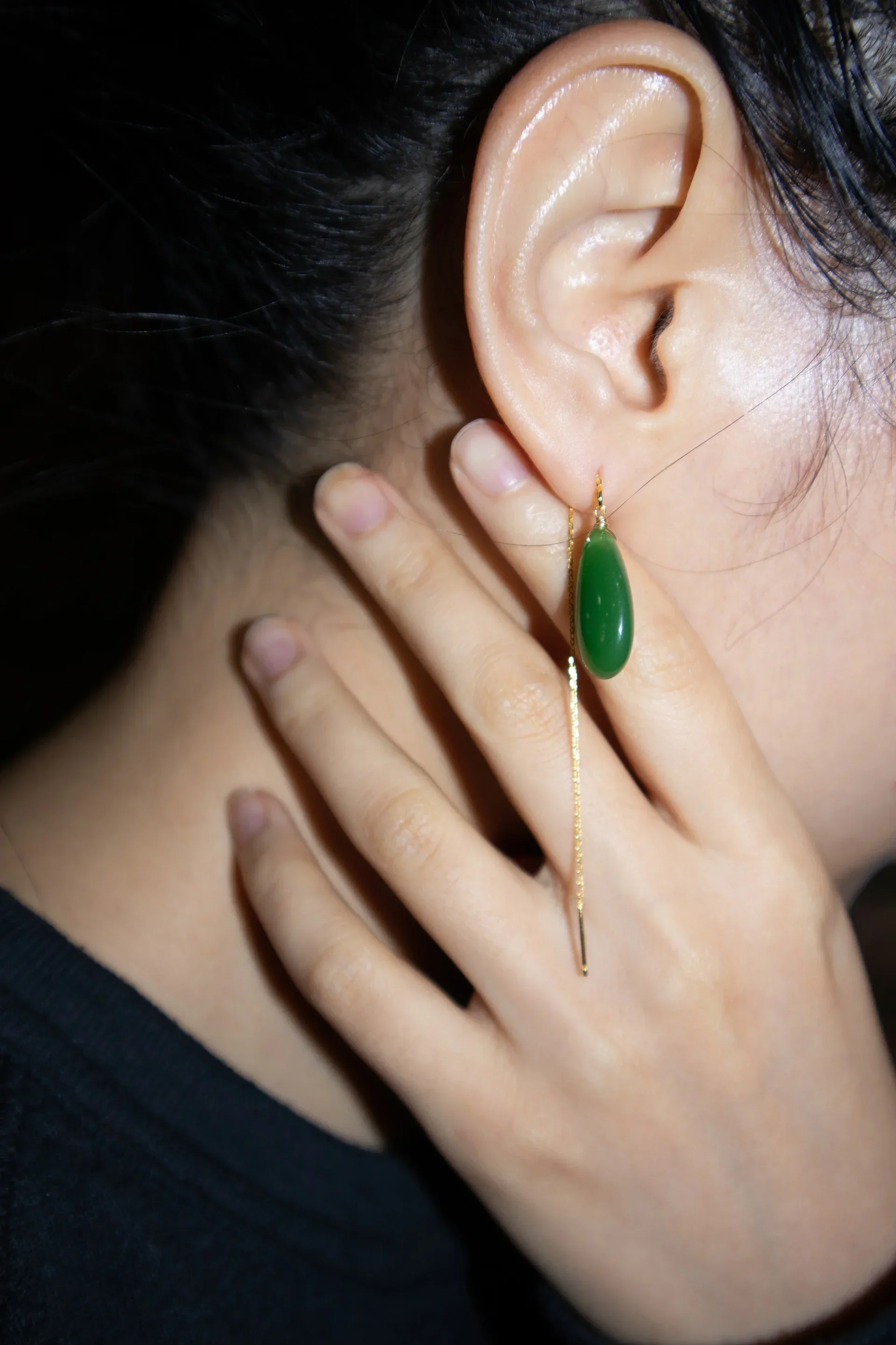 Waterdrop — Lab Jade Drop Earrings