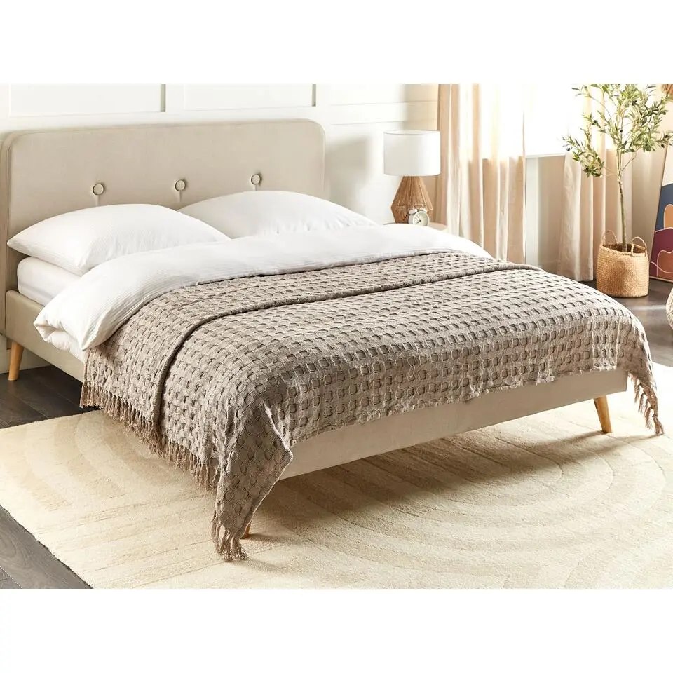 BERE - Bedsprei - Taupe - 200 x 220 cm - Katoen
