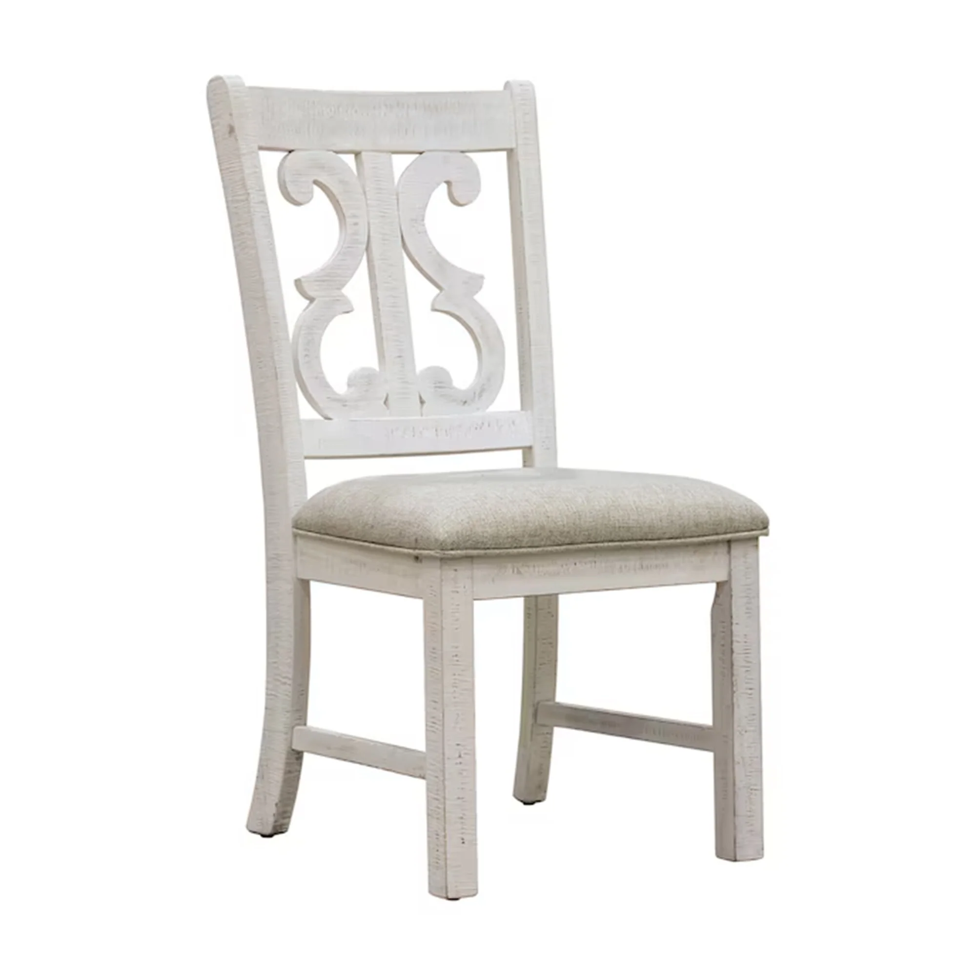 Eya 5pc Dining Table and Chair Set, White, Oak Brown Wood, Gray Fabric