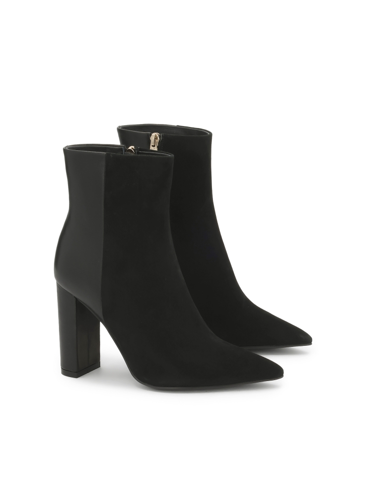 Black suede and smooth leather boots